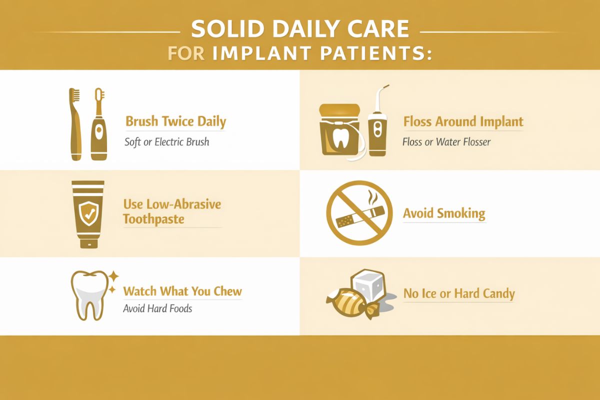 solid daily care for implant patients